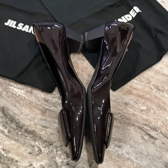 Vintage Jil Sander Burgundy Patent Leather Square-Toe Pumps – Size 8 – Italy - Picture 5 of 12